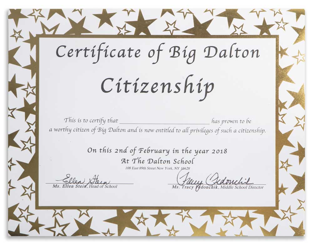 48. Fourth Grade Citizenship Certificate