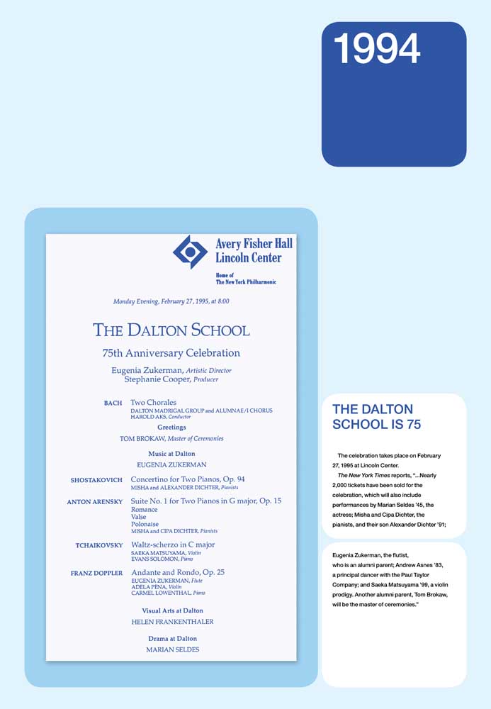 1994: THE DALTON SCHOOL IS 75