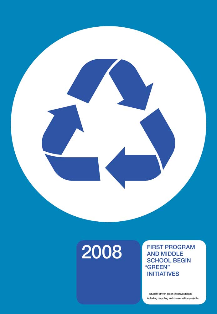 2008: FIRST PROGRAM AND MIDDLE SCHOOL BEGIN “GREEN” INITIATIVES